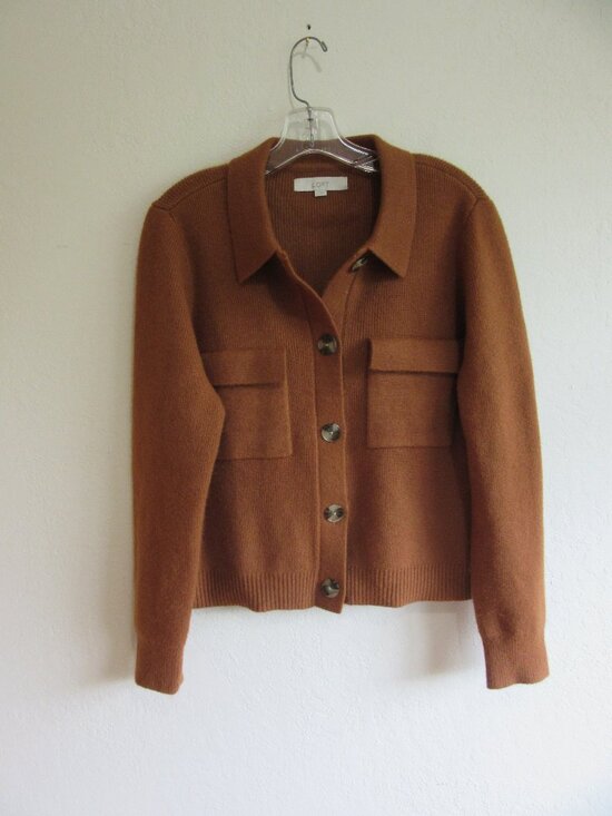 LOFT Sweaters - LOFT Burnt Orange L Collared Cardigan Long Sleeve Sweater